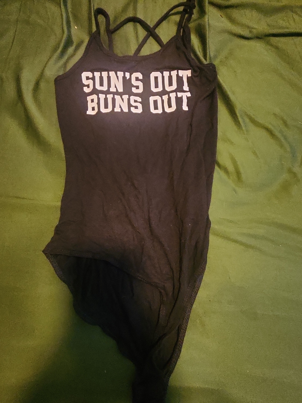 Charlotte Russe Sun's Out Buns Out Strappy Back Bodysuit Black Size Extra Small
